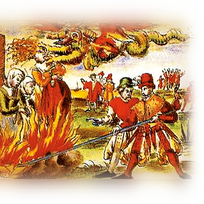 Burning of three witches in Baden, Switzerland (1585), by Johann Jakob Wick).