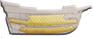 Baleontziaren sekzioa, upelen zamarekin, neurri handi batean Europa argitzeko erabiltzen zen balea-koipearekin.